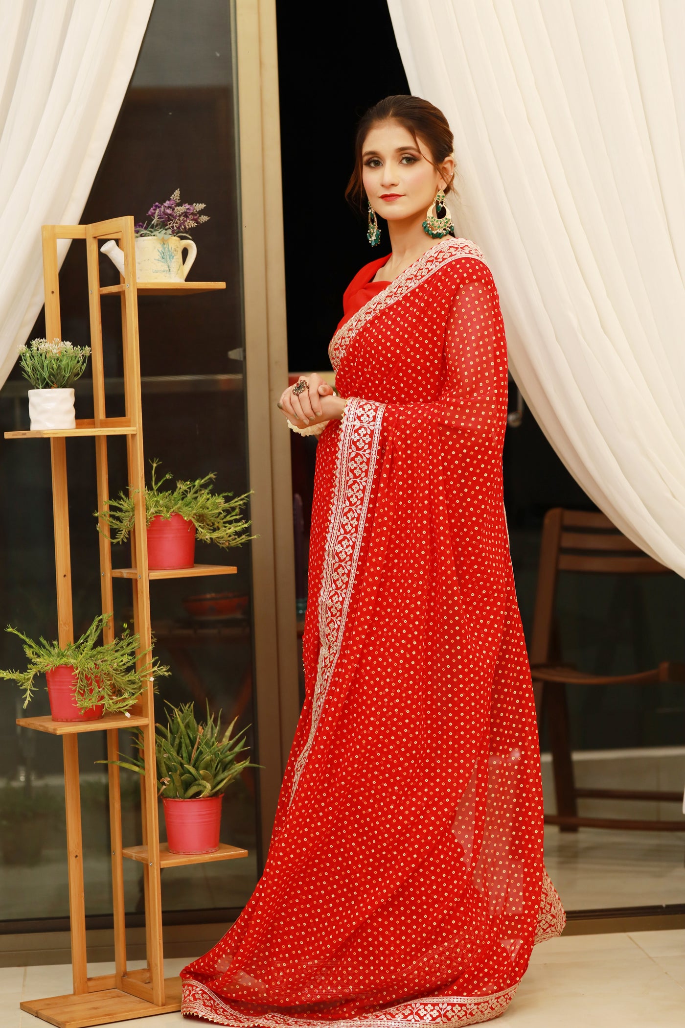 Red Chunri Georgette Saree