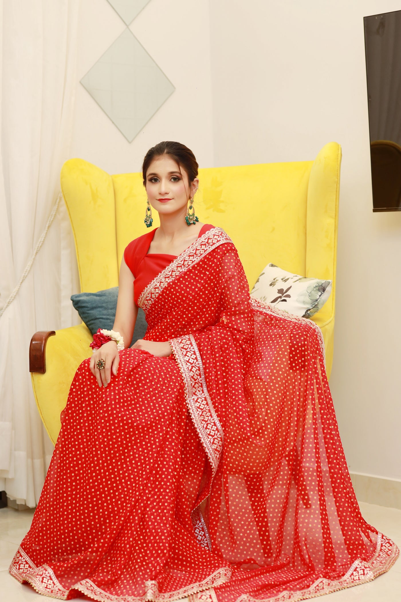 Red Chunri Georgette Saree