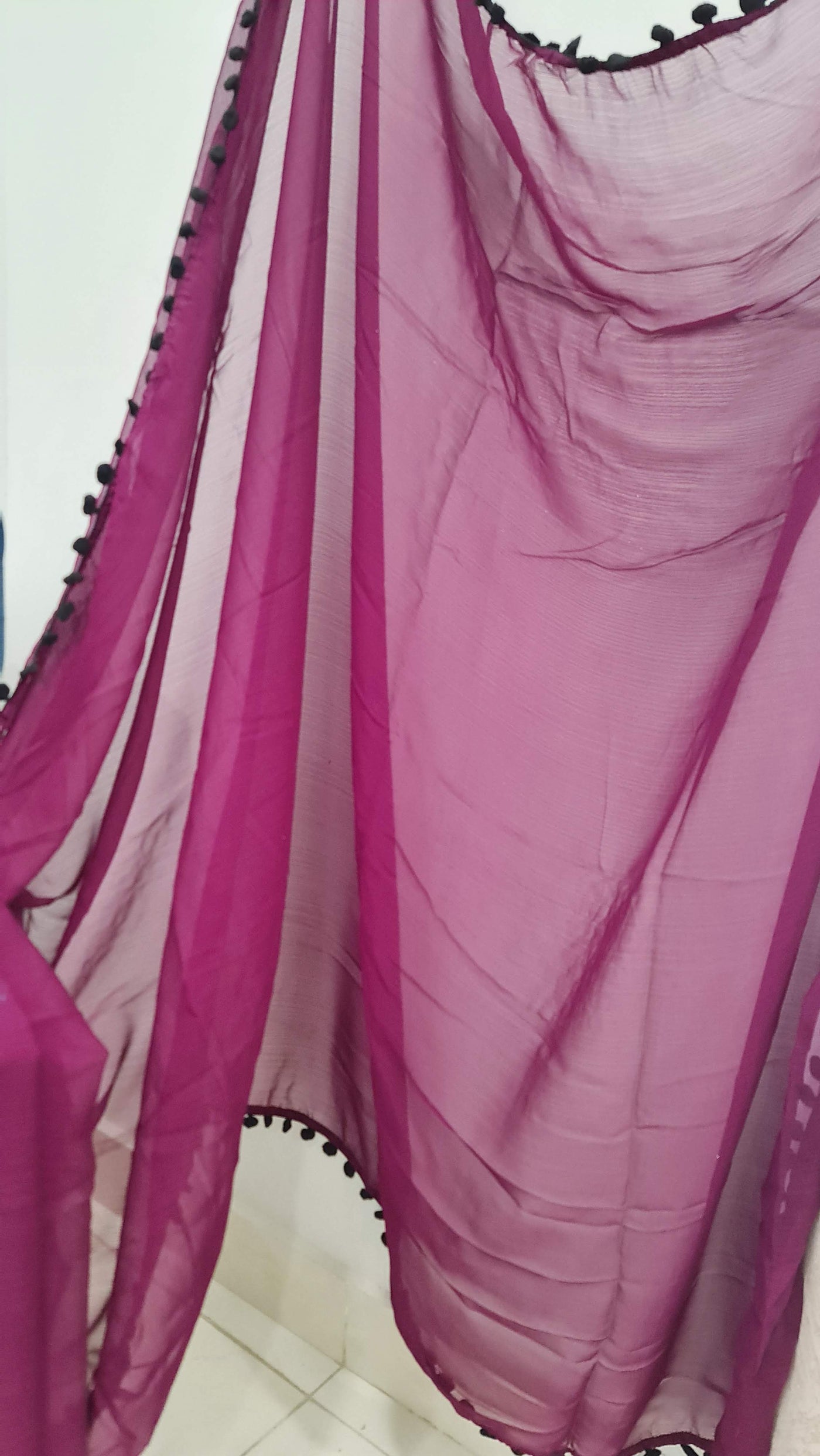 Mulberry Purple Solid Georgette Saree