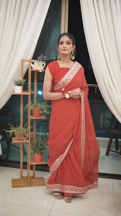 Red Chunri Georgette Saree