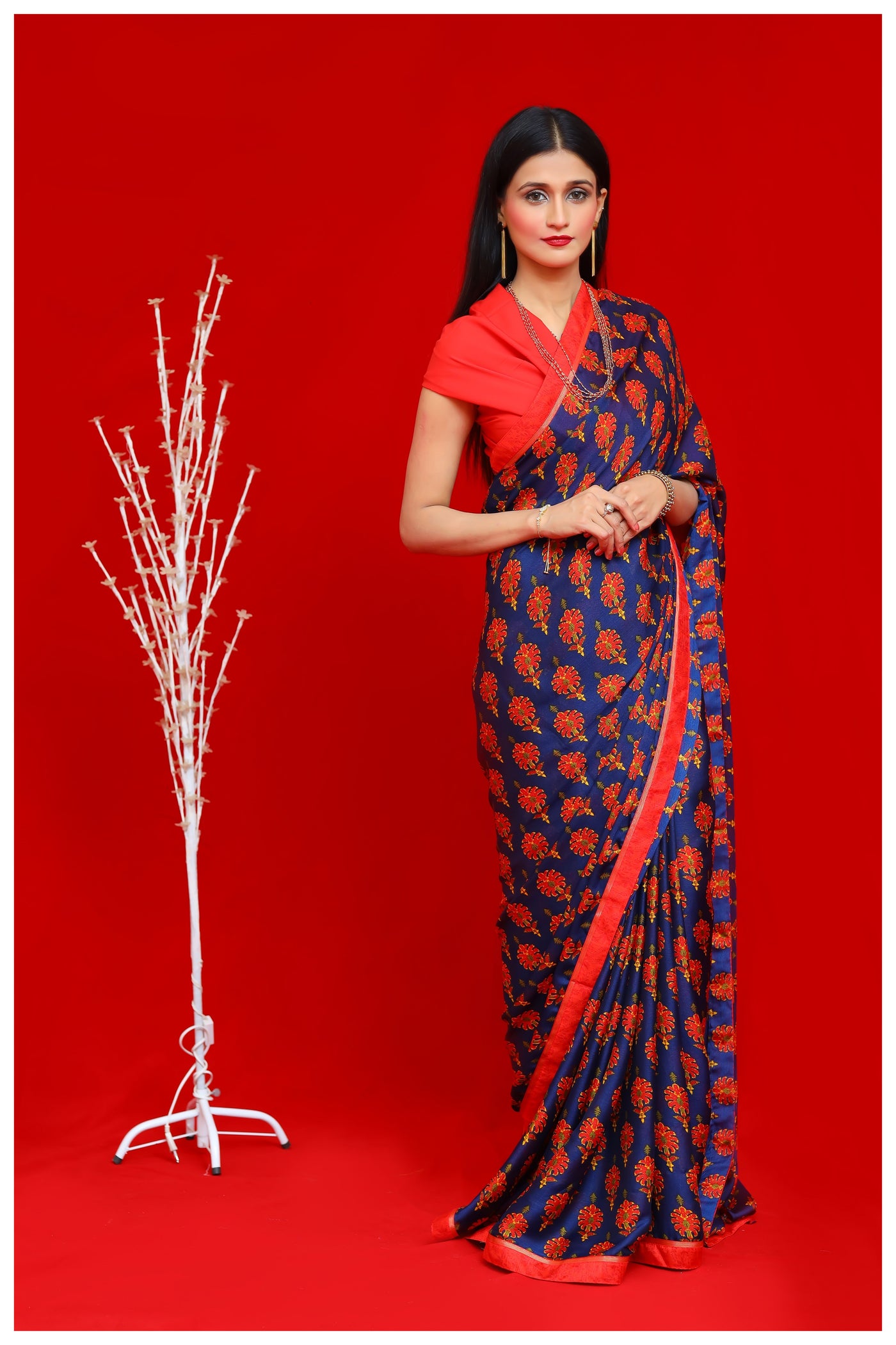 Prussian Blue Georgette Silk Saree